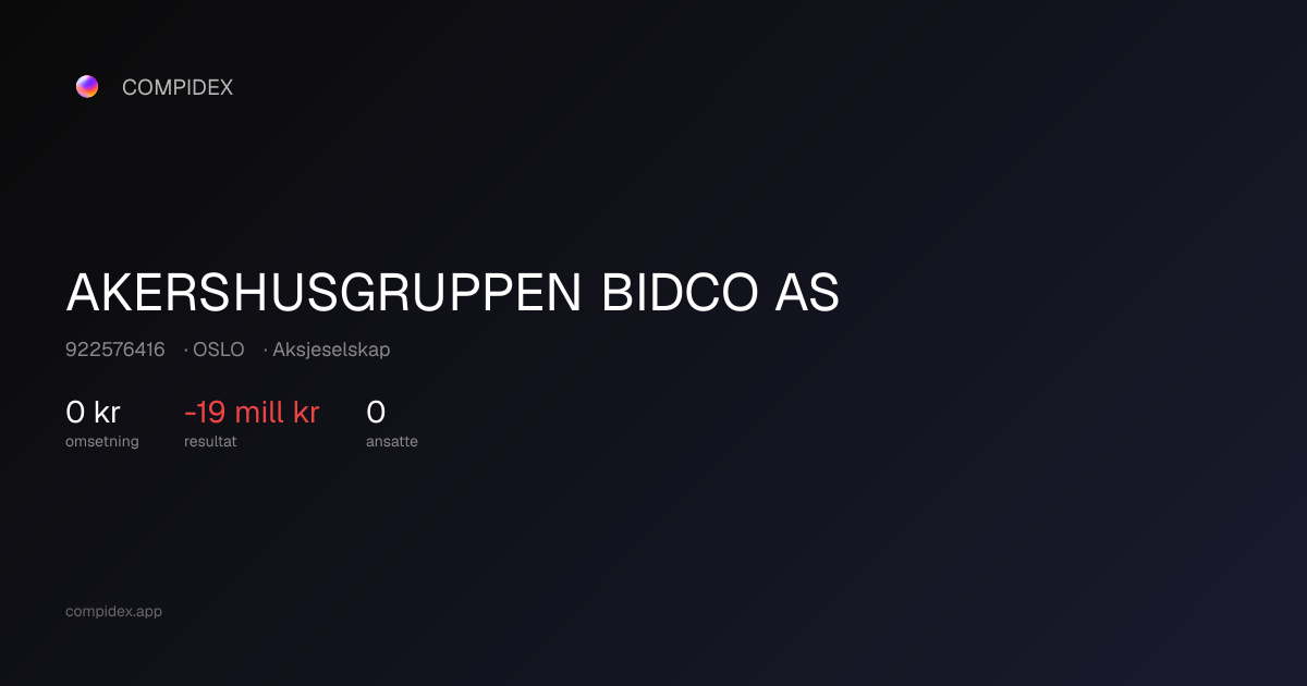 AKERSHUSGRUPPEN BIDCO AS (922576416) — Nøkkeltall, roller og økonomi ...