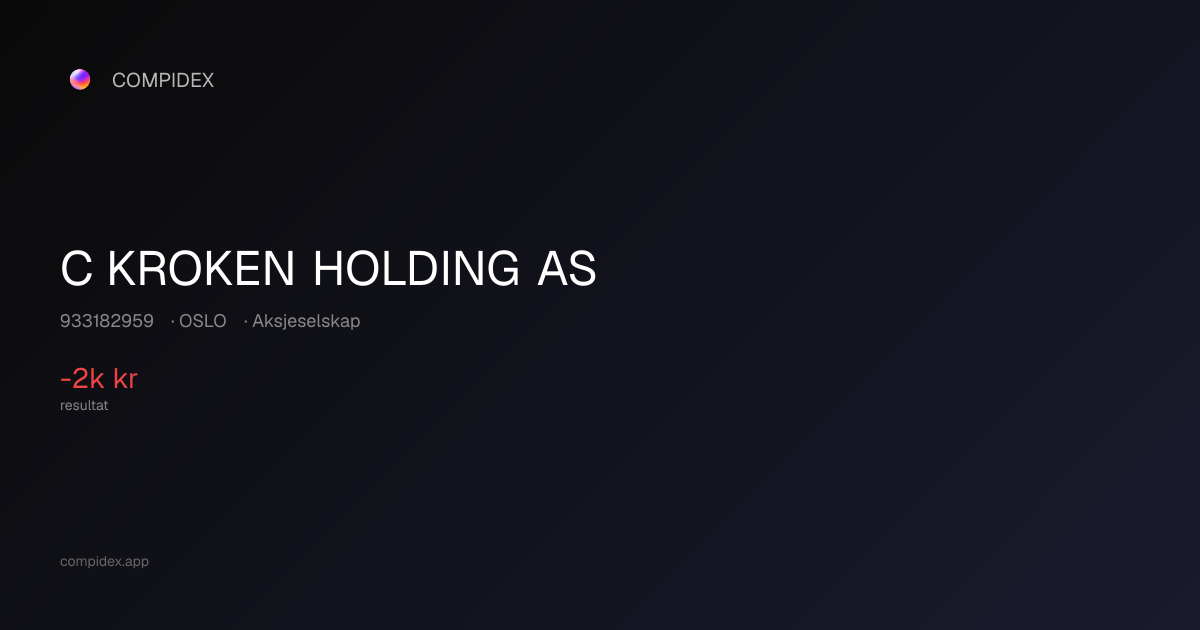 C KROKEN HOLDING AS (933182959) — Nøkkeltall, roller og økonomi | COMPIDEX