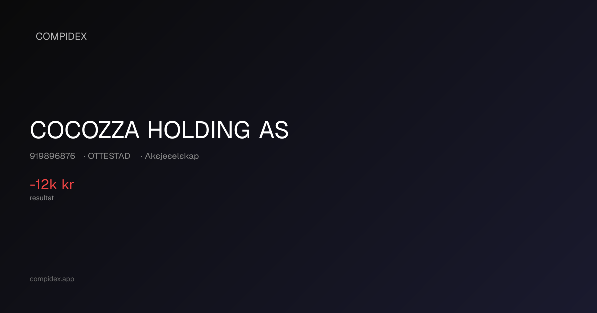 COCOZZA HOLDING AS - Org.nr. 919896876 - OTTESTAD - Regnskap, Roller og ...