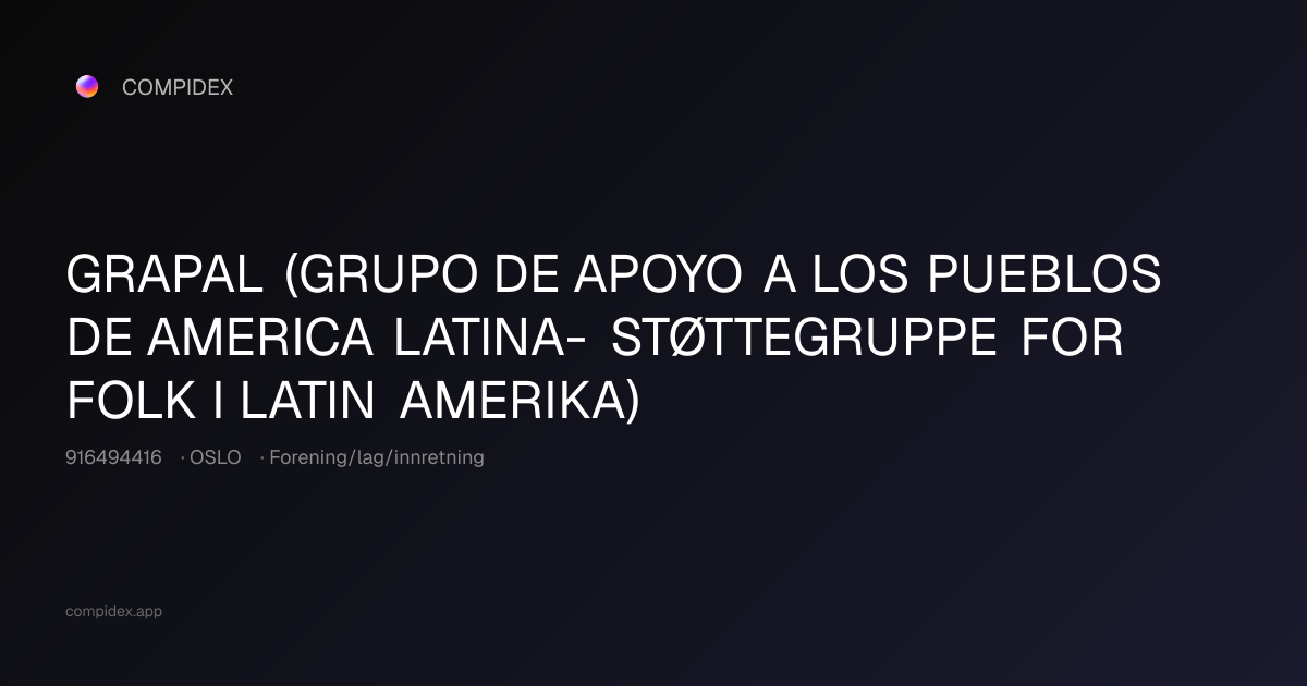 GRAPAL (GRUPO DE APOYO A LOS PUEBLOS DE AMERICA LATINA- STØTTEGRUPPE ...