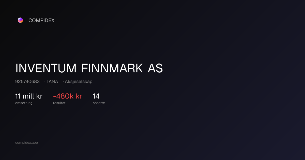 INVENTUM FINNMARK AS - Org.nr. 925740683 - TANA - Regnskap, Roller og ...