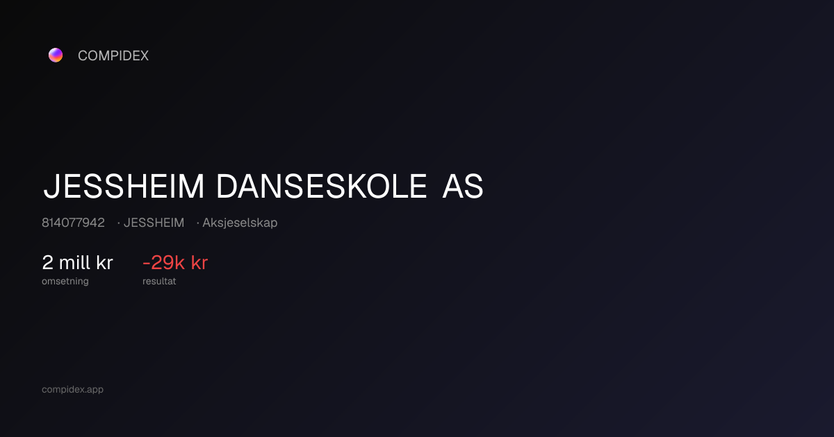 JESSHEIM DANSESKOLE AS - Org.nr. 814077942 - JESSHEIM - Regnskap ...