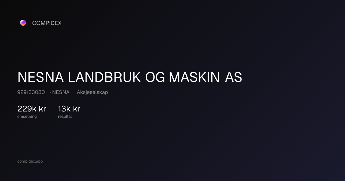 NESNA LANDBRUK OG MASKIN AS (929133080) — Nøkkeltall, roller og økonomi ...