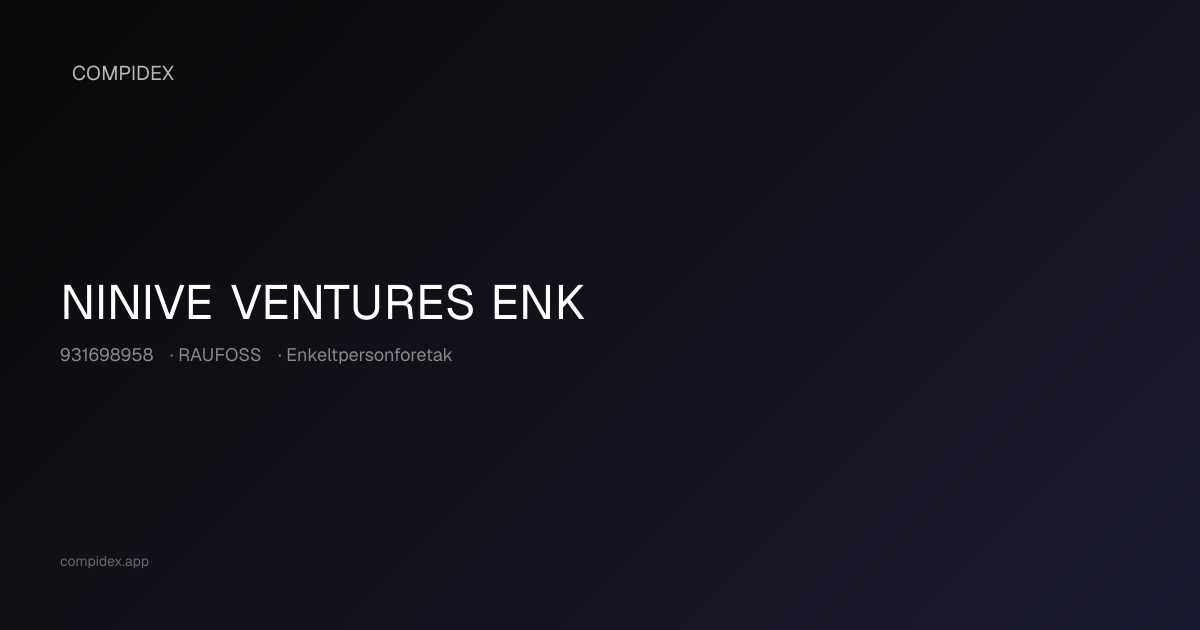 NINIVE VENTURES ENK (931698958) — Nøkkeltall, roller og økonomi | COMPIDEX