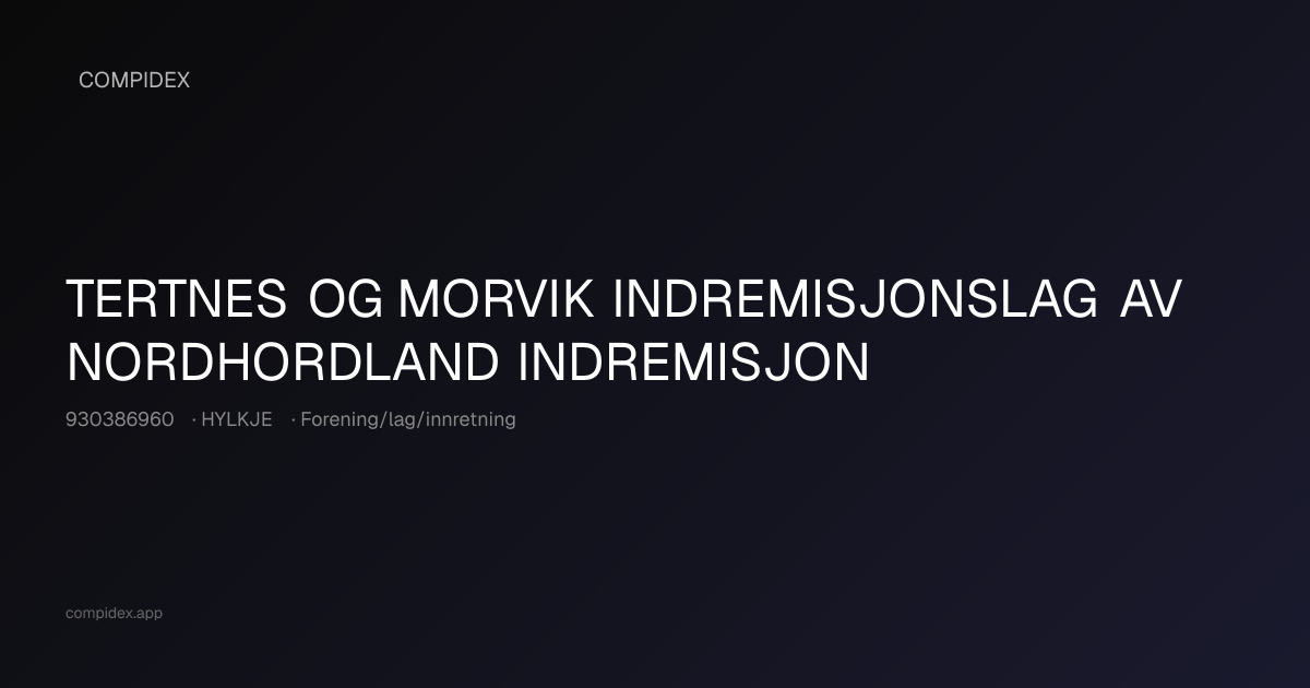 TERTNES OG MORVIK INDREMISJONSLAG AV NORDHORDLAND INDREMISJON ...
