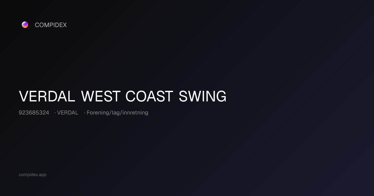 VERDAL WEST COAST SWING (923685324) — Nøkkeltall, roller og økonomi ...